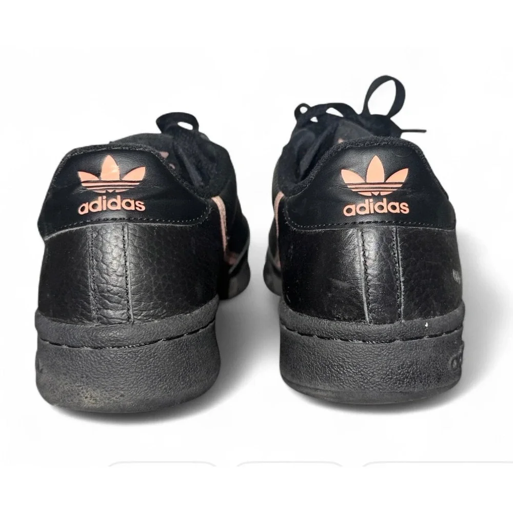 Adidas Continental 80 Women Black‎ Leather Pink Accent Sneakers Shoes Size 8